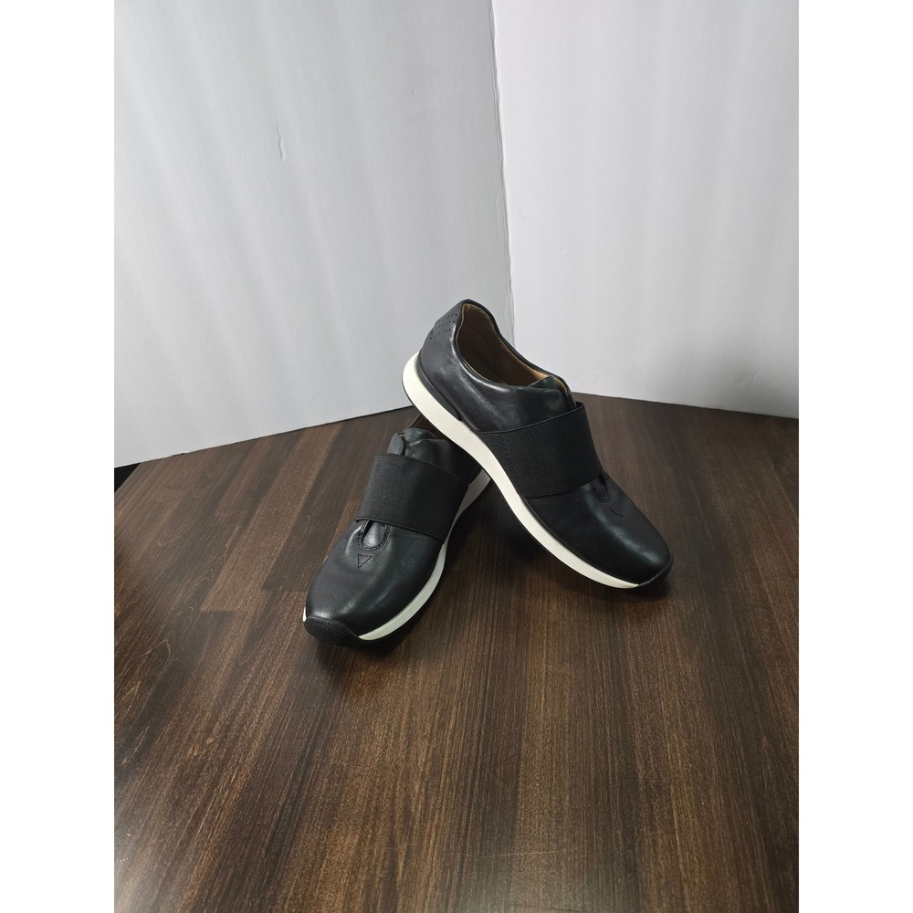 Vionic Codie Black Leather Slip On Sneakers Elastic Strap Orthotic Shoes 9